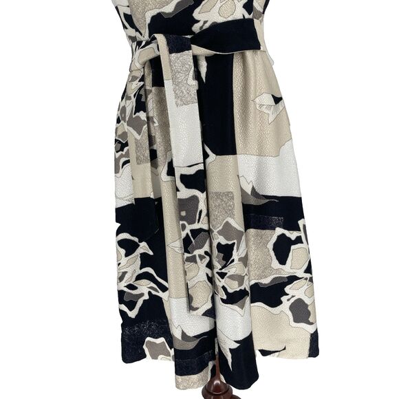 Natori Amaryllis Jacquard Dress SIZE 14 Belted Fit Flare Pockets Party Wedding - Picture 4 of 14